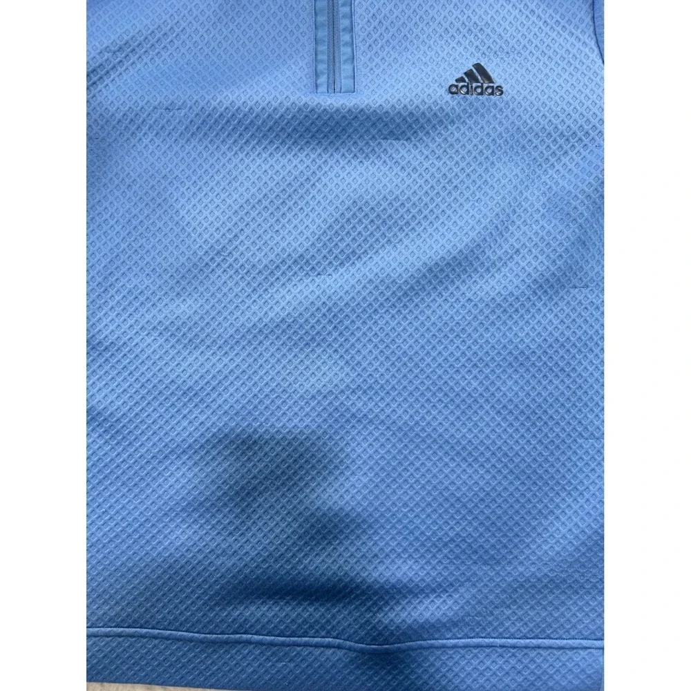 Adidas Primegreen Mens Blue Waffle Texture Quarter Zip Pullover Sweatshirt M